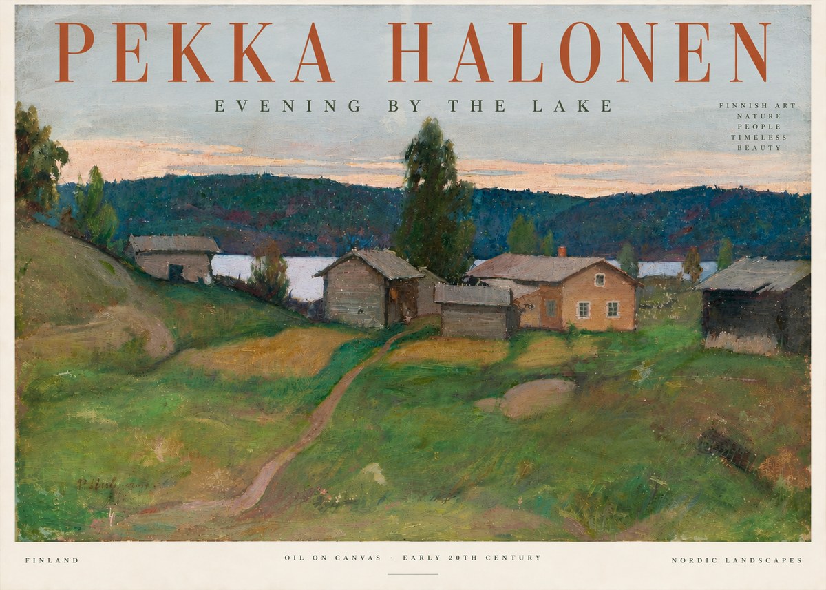 Pekka Halonen Evening by the Lake No5 - Affiche