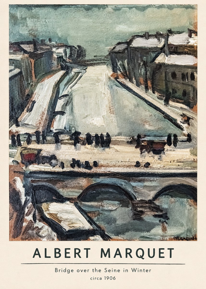 Albert Marquet Bridge over the Seine in Winter No6 - Affiche