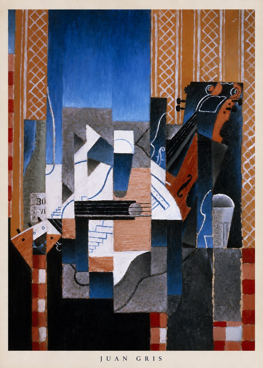 Juan Gris Still Life with Guitar and Violin No6 - Affiche