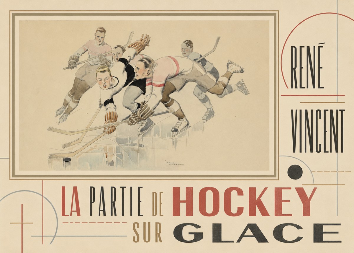 René Vincent La Partie De Hockey Sur Glace No5 - Affiche