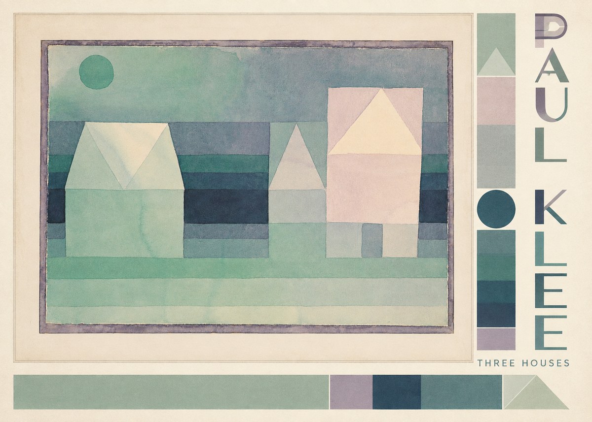 Paul Klee Three Houses No2 - Affiche