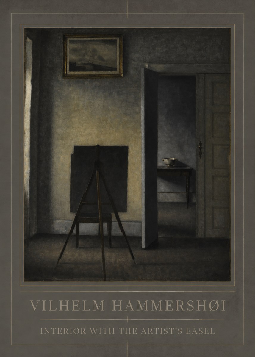 Vilhelm Hammershøi Interior with the Artist's Easel III No1 - Affiche