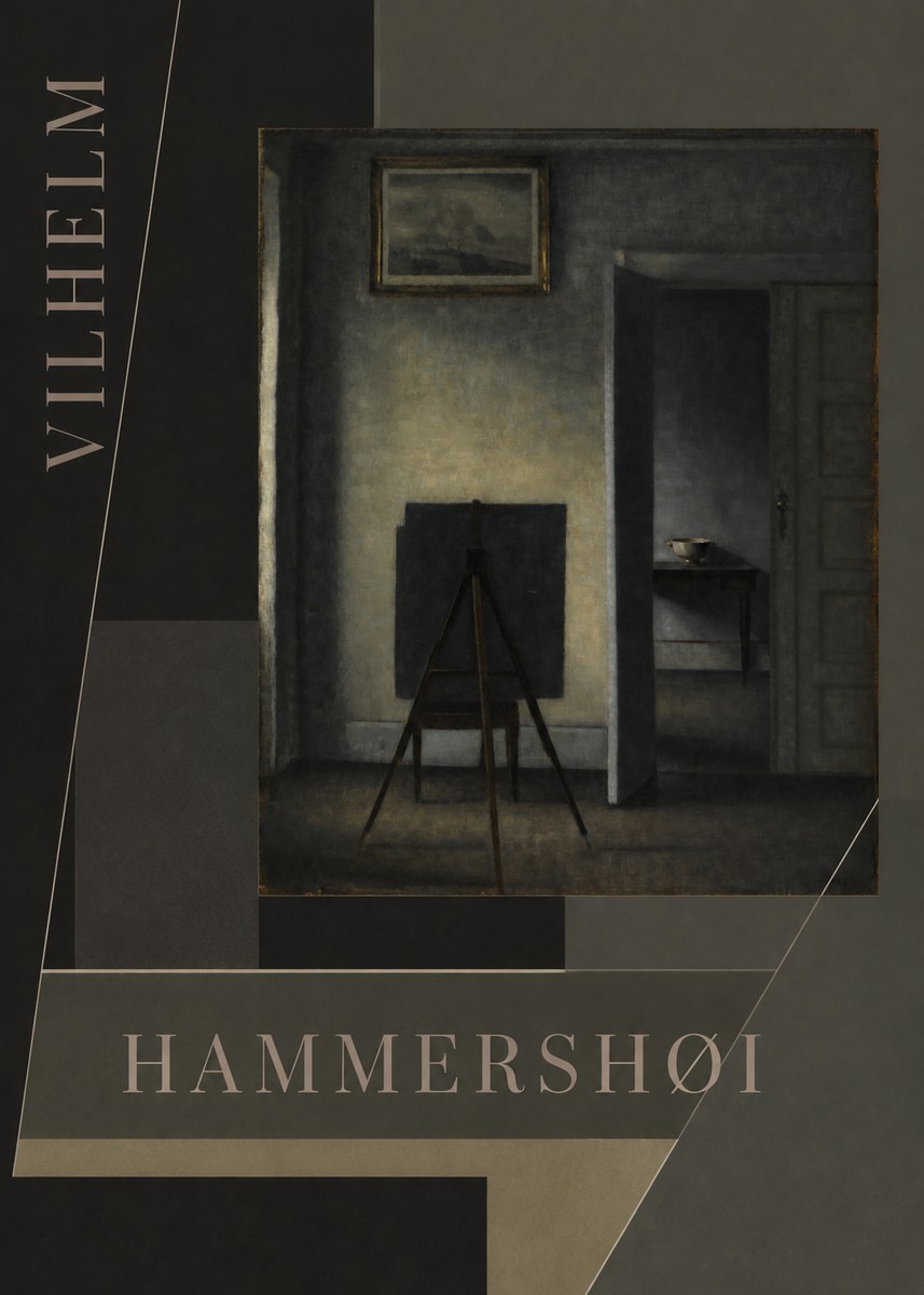 Vilhelm Hammershøi Interior with the Artist's Easel III No5 - Affiche
