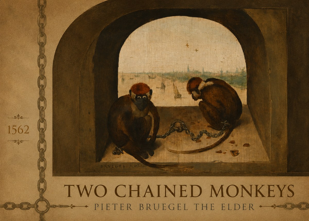 Pieter Bruegel Two Chained Monkeys I No2 - Affiche