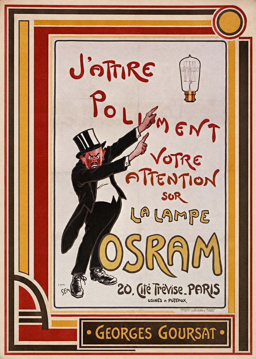 Georges Goursat J'attire Poliment Votre Attention Sur La Lampe Osram No3 - Affiche