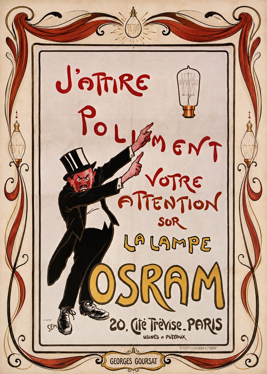 Georges Goursat J'attire Poliment Votre Attention Sur La Lampe Osram No4 - Affiche