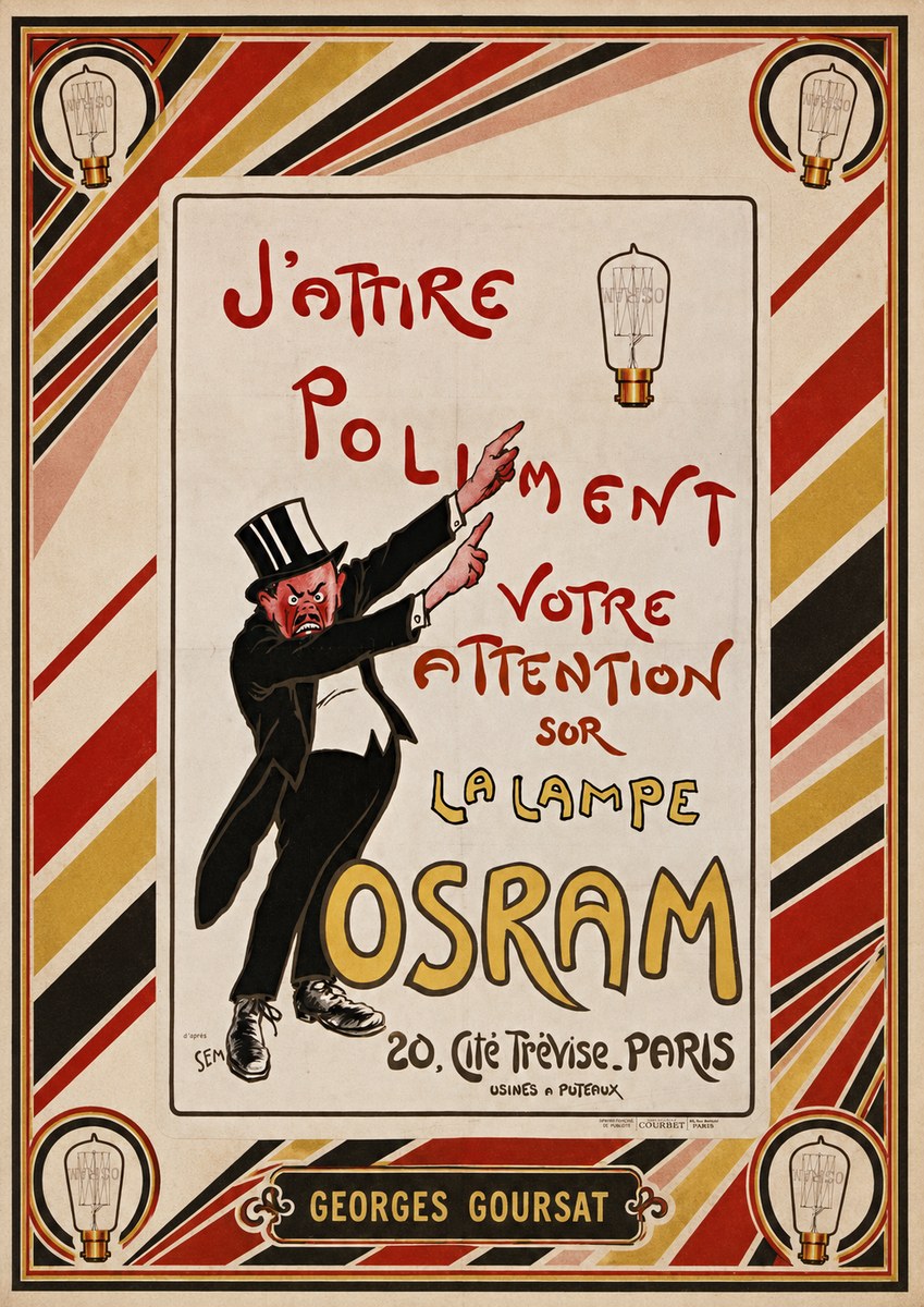 Georges Goursat J'attire Poliment Votre Attention Sur La Lampe Osram No5 - Affiche