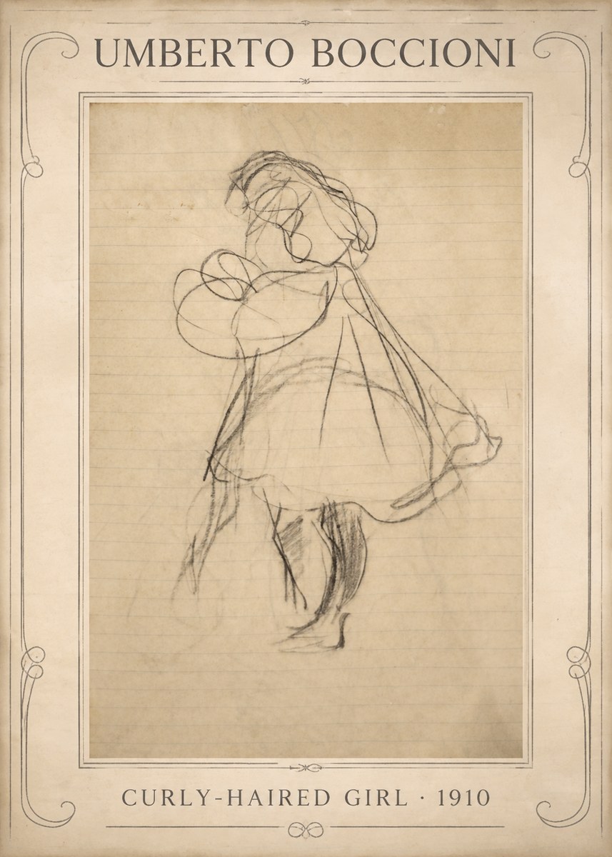 Umberto Boccioni Curly-haired Girl No1 - Affiche
