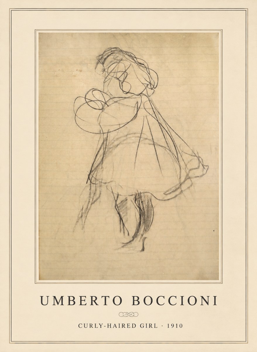 Umberto Boccioni Curly-haired Girl No6 - Affiche