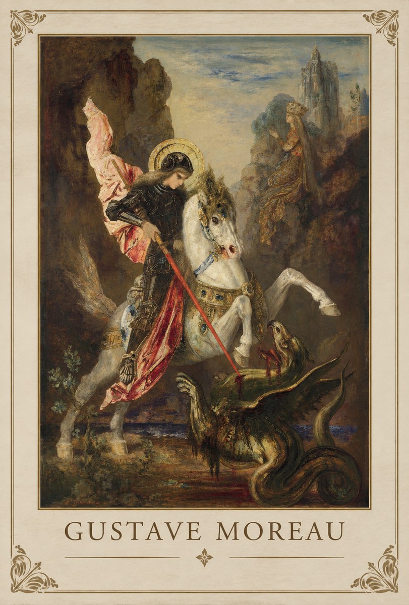 Gustave Moreau Saint George and the Dragon No3 - Affiche
