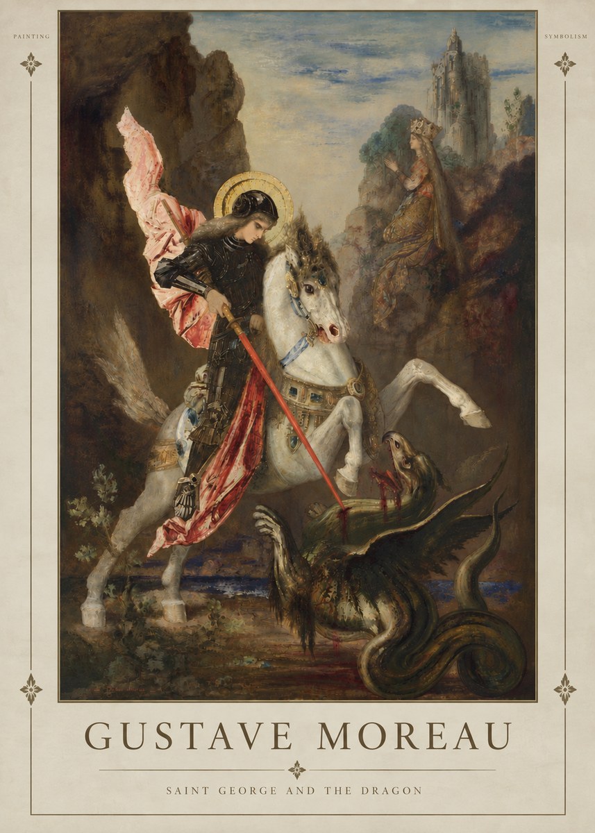 Gustave Moreau Saint George and the Dragon No6 - Affiche