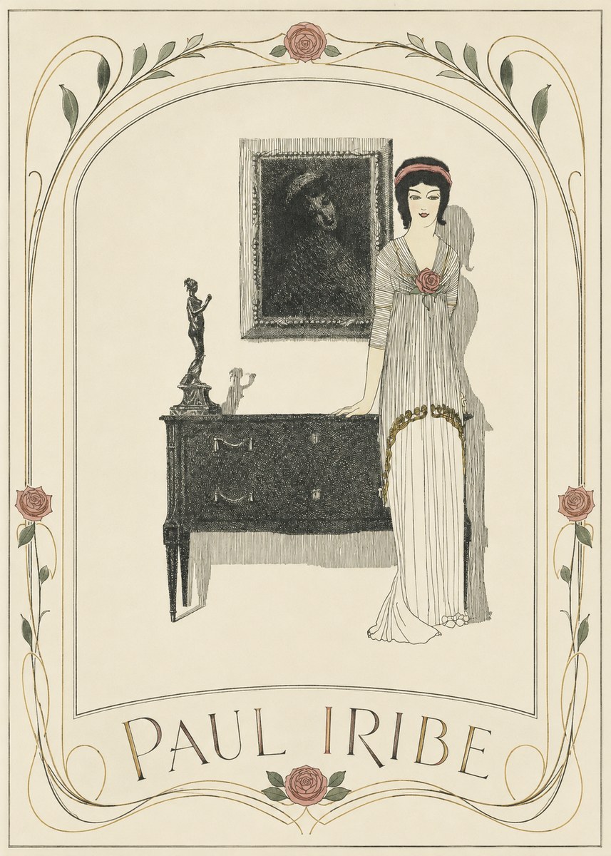 Paul Iribe Elegant Figure in Art Deco Interior No3 - Affiche