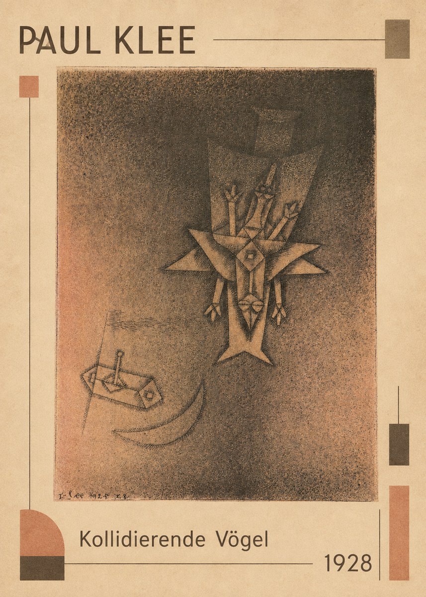 Paul Klee Kollidierende Vögel No1 - Affiche