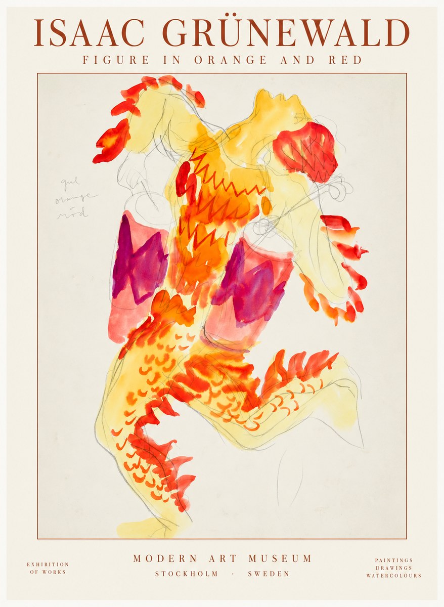 Isaac Grünewald Figure in Orange and Red No2 - Affiche