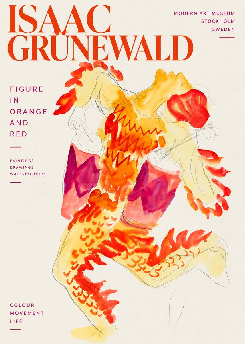 Isaac Grünewald Figure in Orange and Red No6 - Affiche