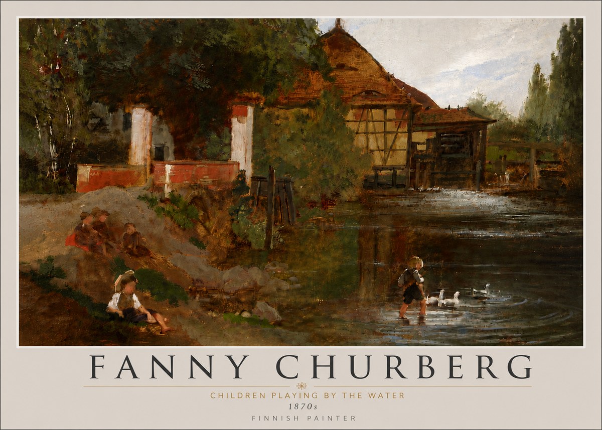 Fanny Churberg Children Playing by the Water No6 - Affiche