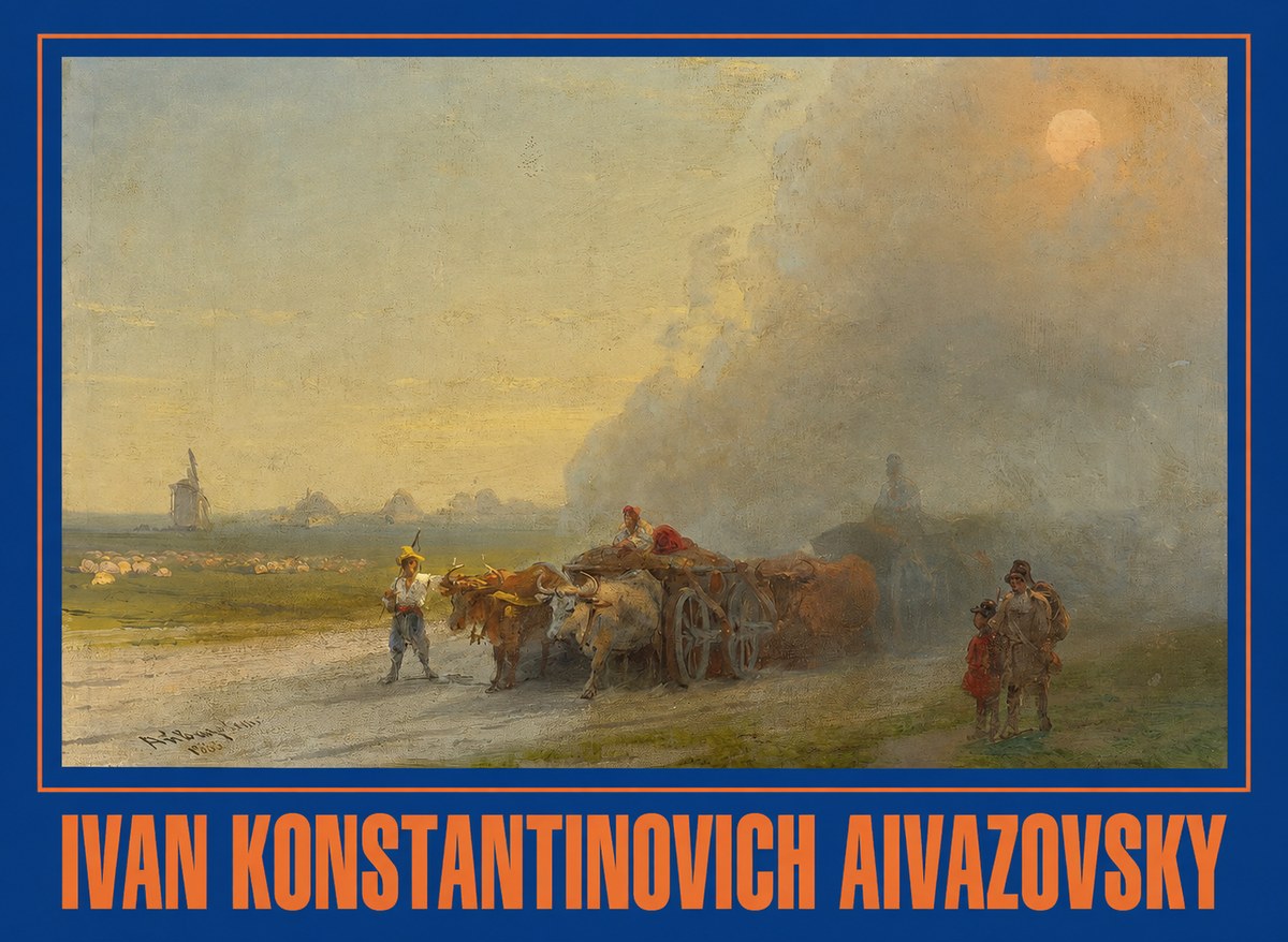 Ivan Konstantinovich Aivazovsky Landscape with Oxen No2 - Affiche