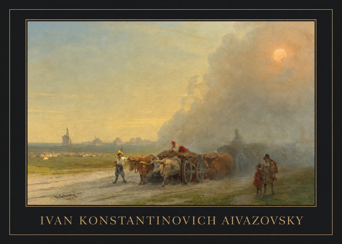 Ivan Konstantinovich Aivazovsky Landscape with Oxen No5 - Affiche