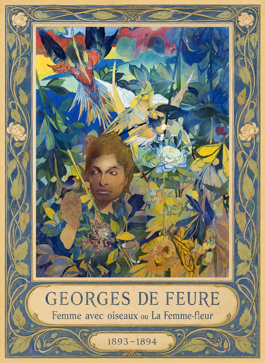 Georges de Feure Femme Avec Oiseaux Ou La Femme-fleur No1 - Affiche