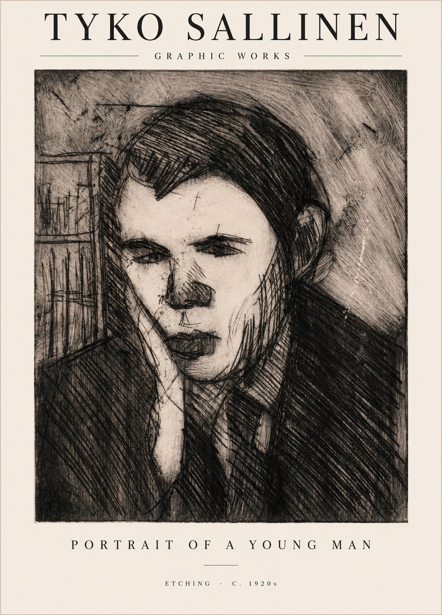 Tyko Sallinen Portrait of a Young Man No1 - Affiche