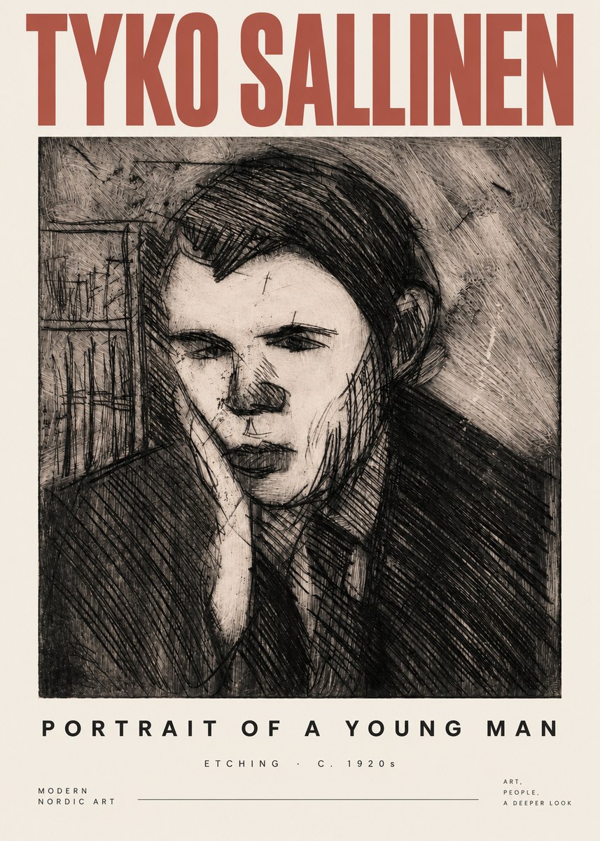Tyko Sallinen Portrait of a Young Man No3 - Affiche