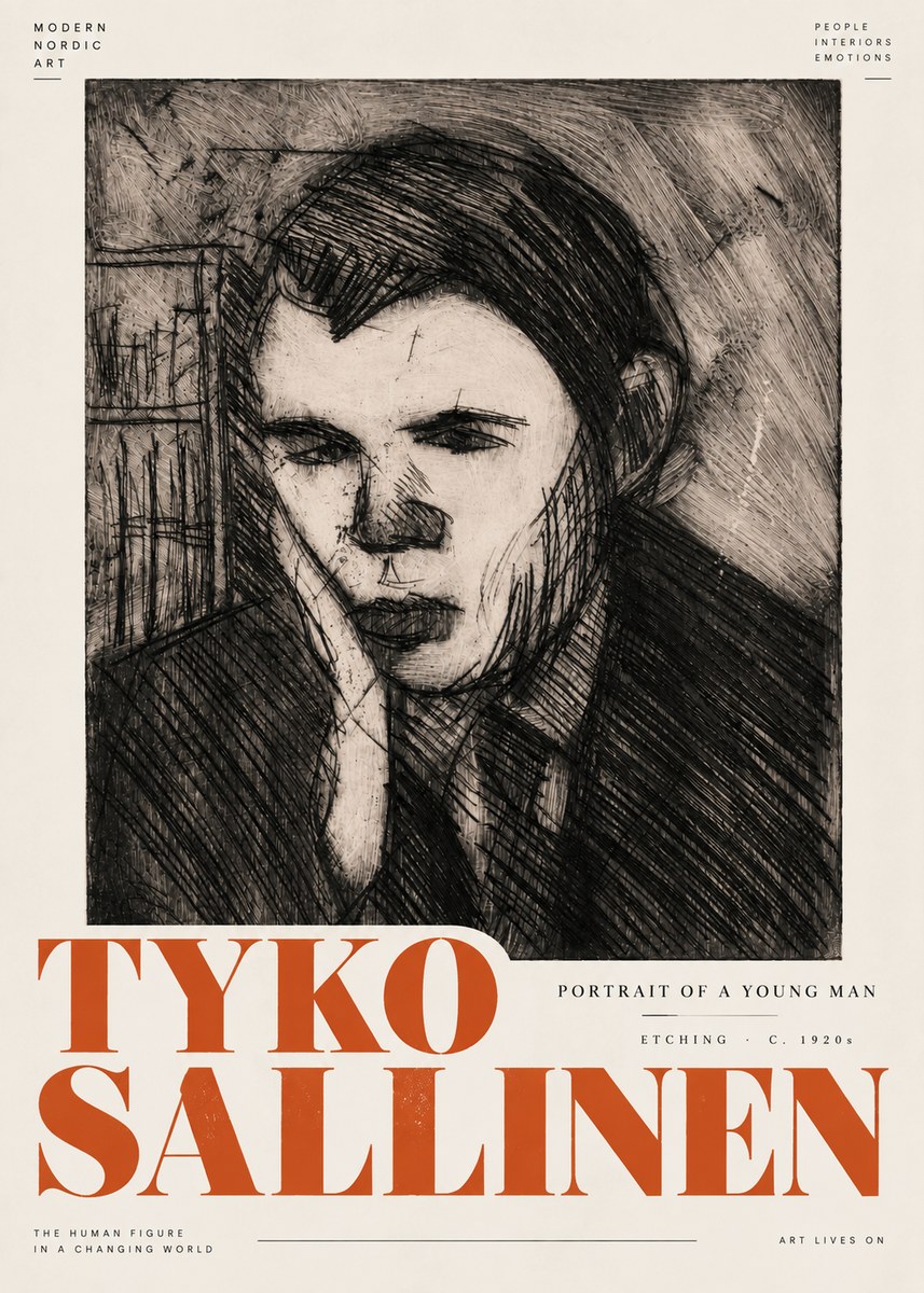 Tyko Sallinen Portrait of a Young Man No5 - Affiche