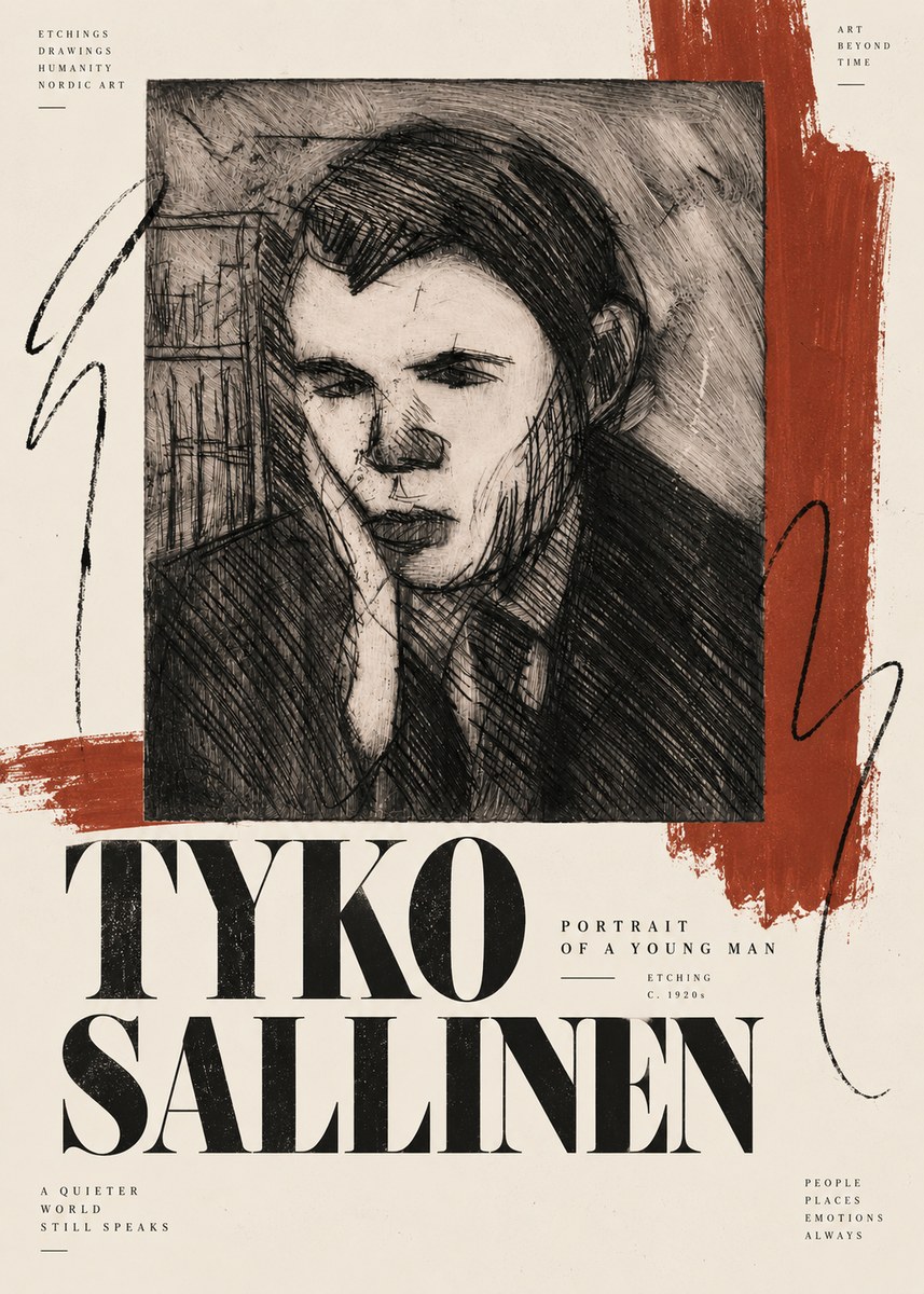 Tyko Sallinen Portrait of a Young Man No6 - Affiche