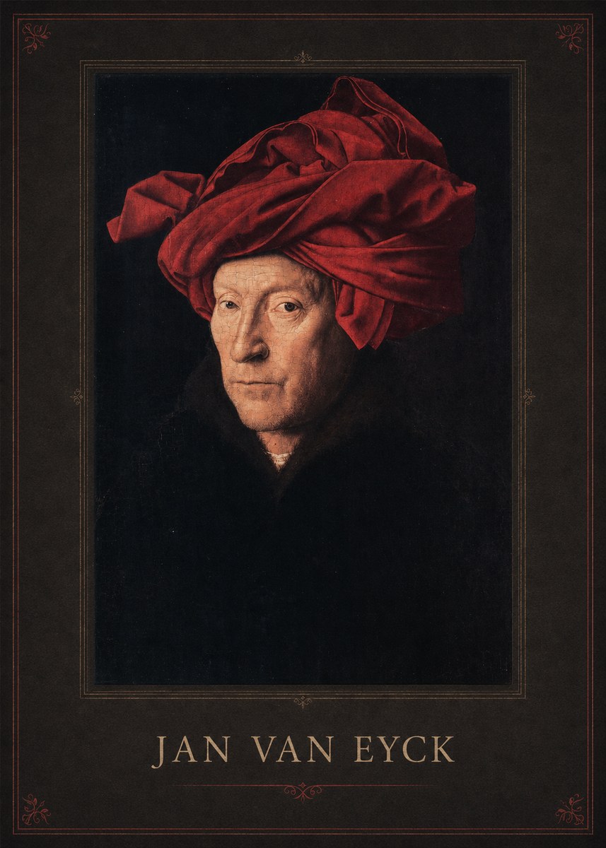 Jan van Eyck Portrait of a Man in a Turban No1 - Affiche