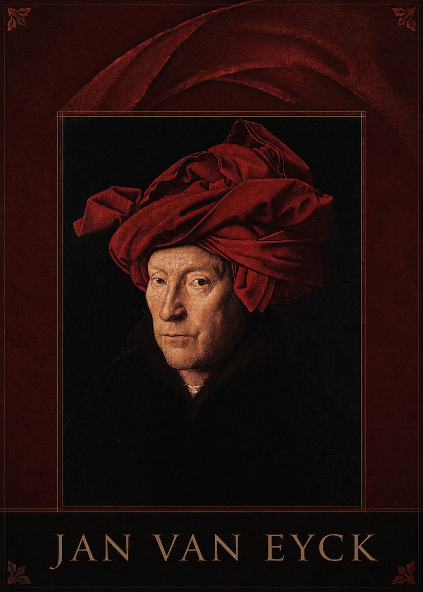 Jan van Eyck Portrait of a Man in a Turban No6 - Affiche