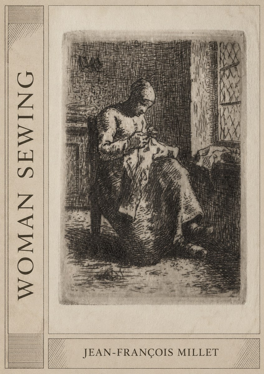 Jean-François Millet Woman Sewing No2 - Affiche