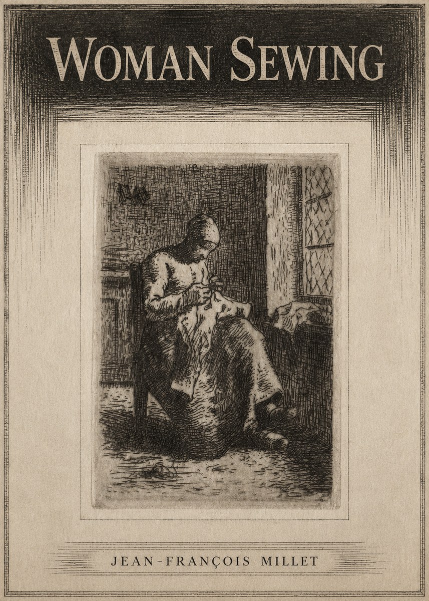Jean-François Millet Woman Sewing No3 - Affiche