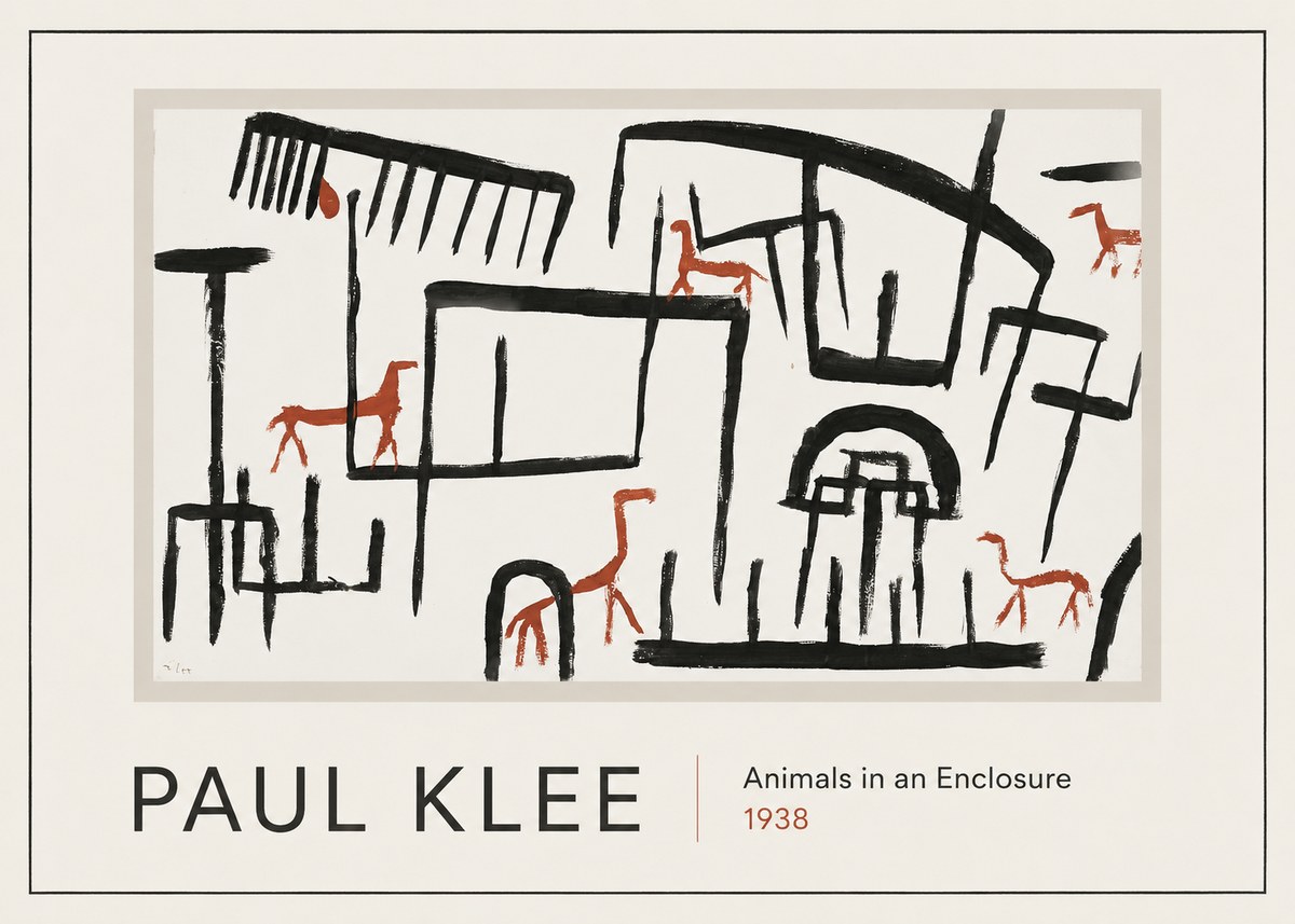 Paul Klee Animals in an Enclosure No1 - Affiche