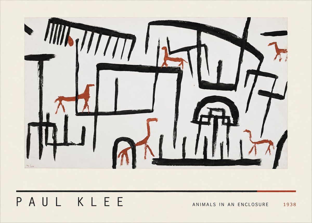 Paul Klee Animals in an Enclosure No4 - Affiche