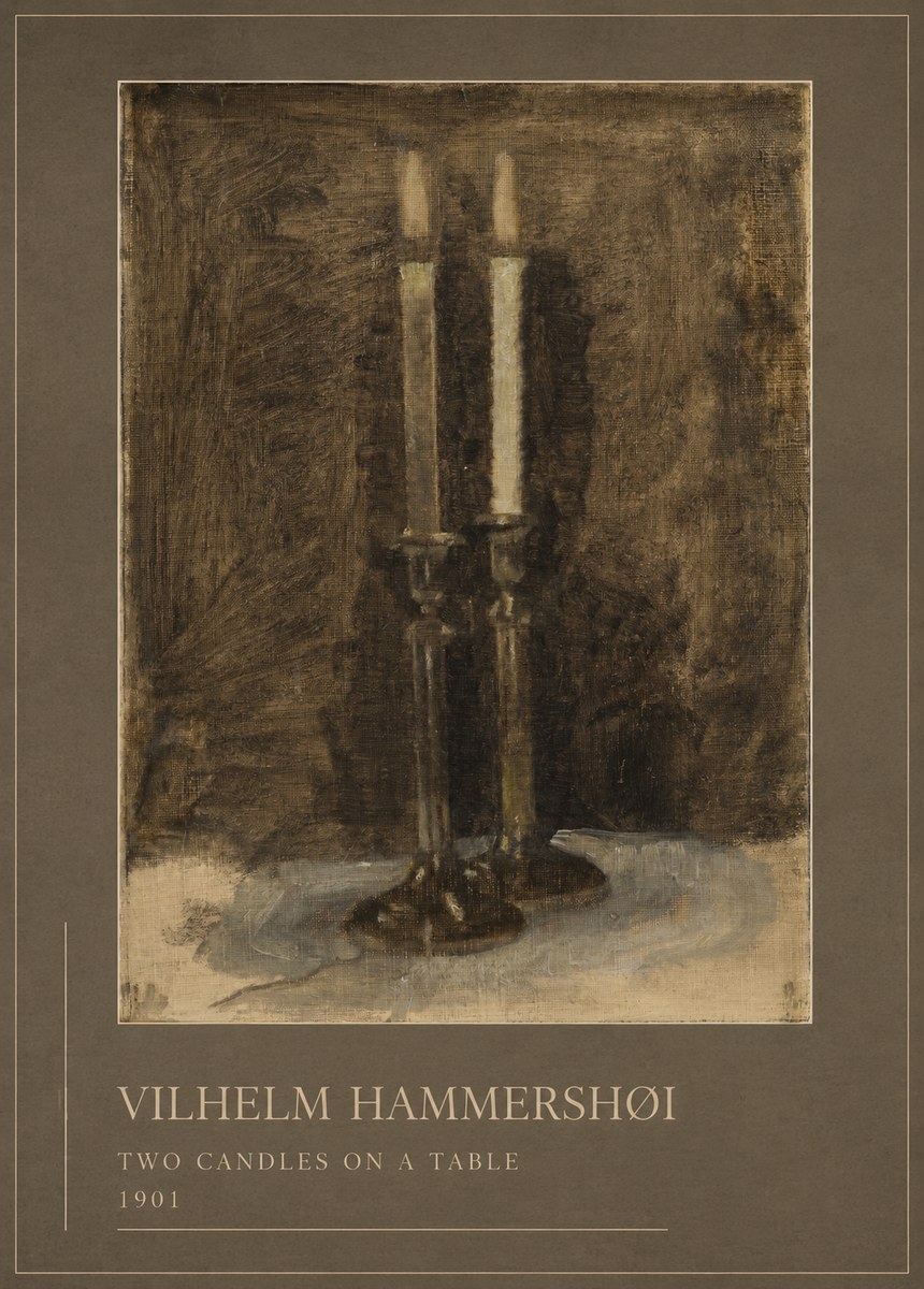 Vilhelm Hammershøi Two Candles on a Table No1 - Affiche