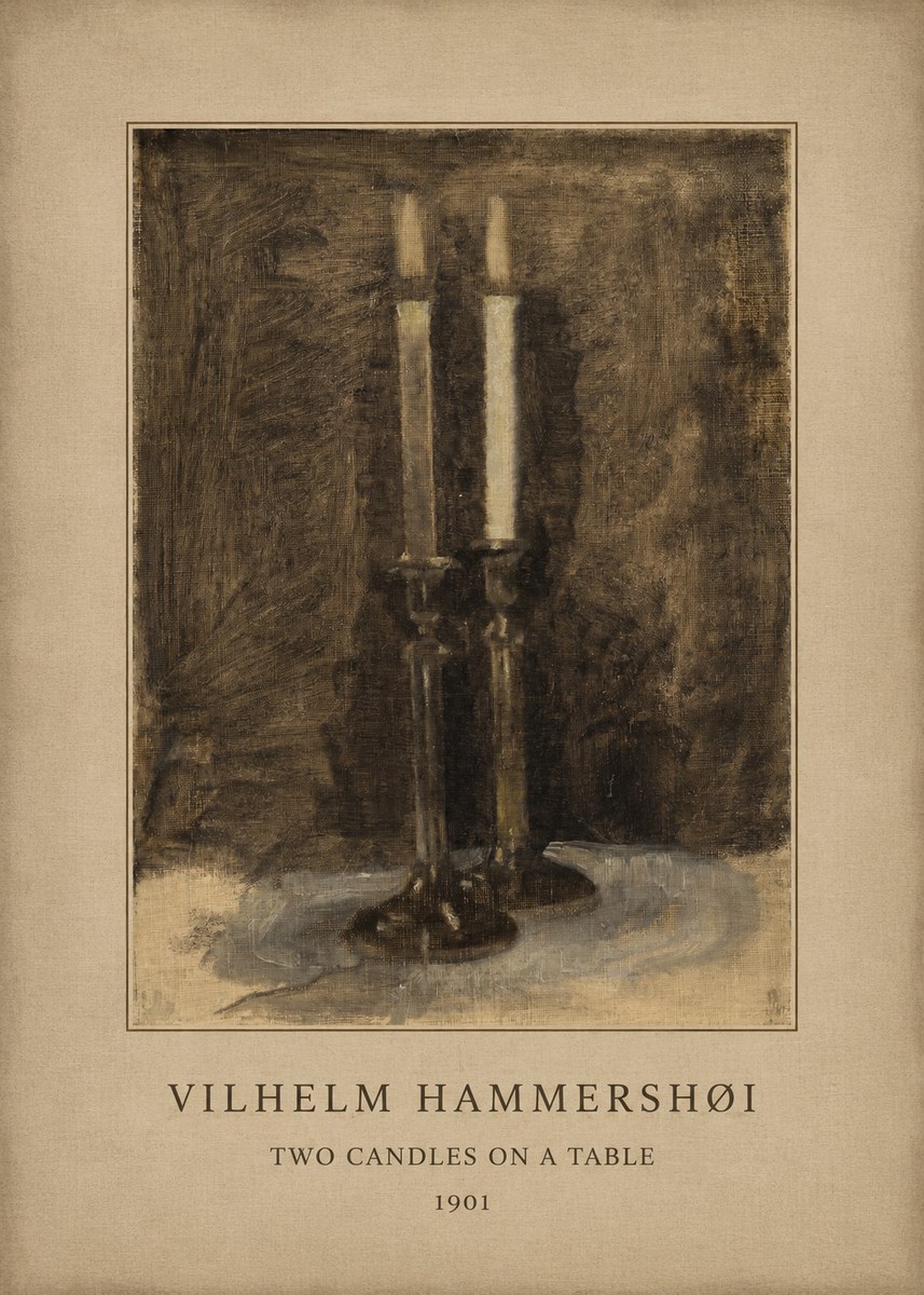 Vilhelm Hammershøi Two Candles on a Table No5 - Affiche