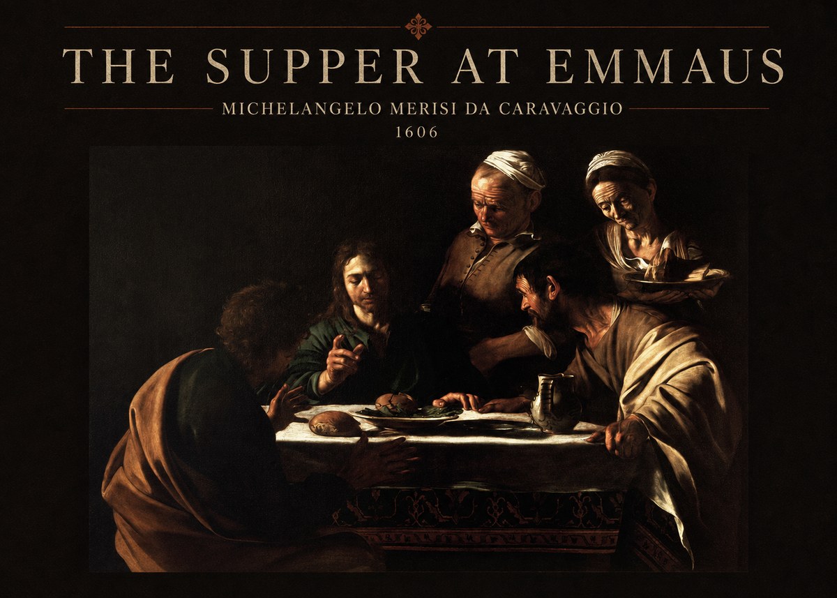 Michelangelo Merisi da Caravaggio The Supper at Emmaus II No3 - Affiche