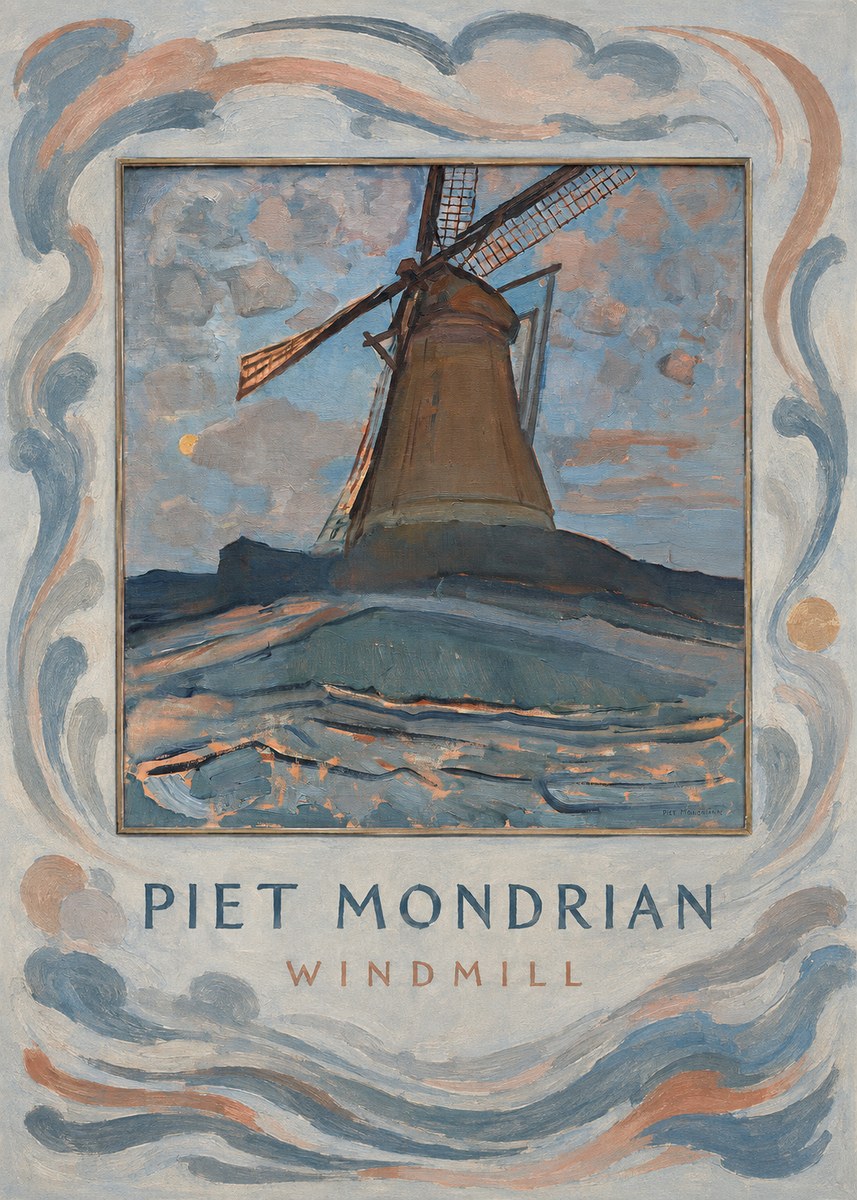 Piet Mondrian Windmill No4 - Affiche