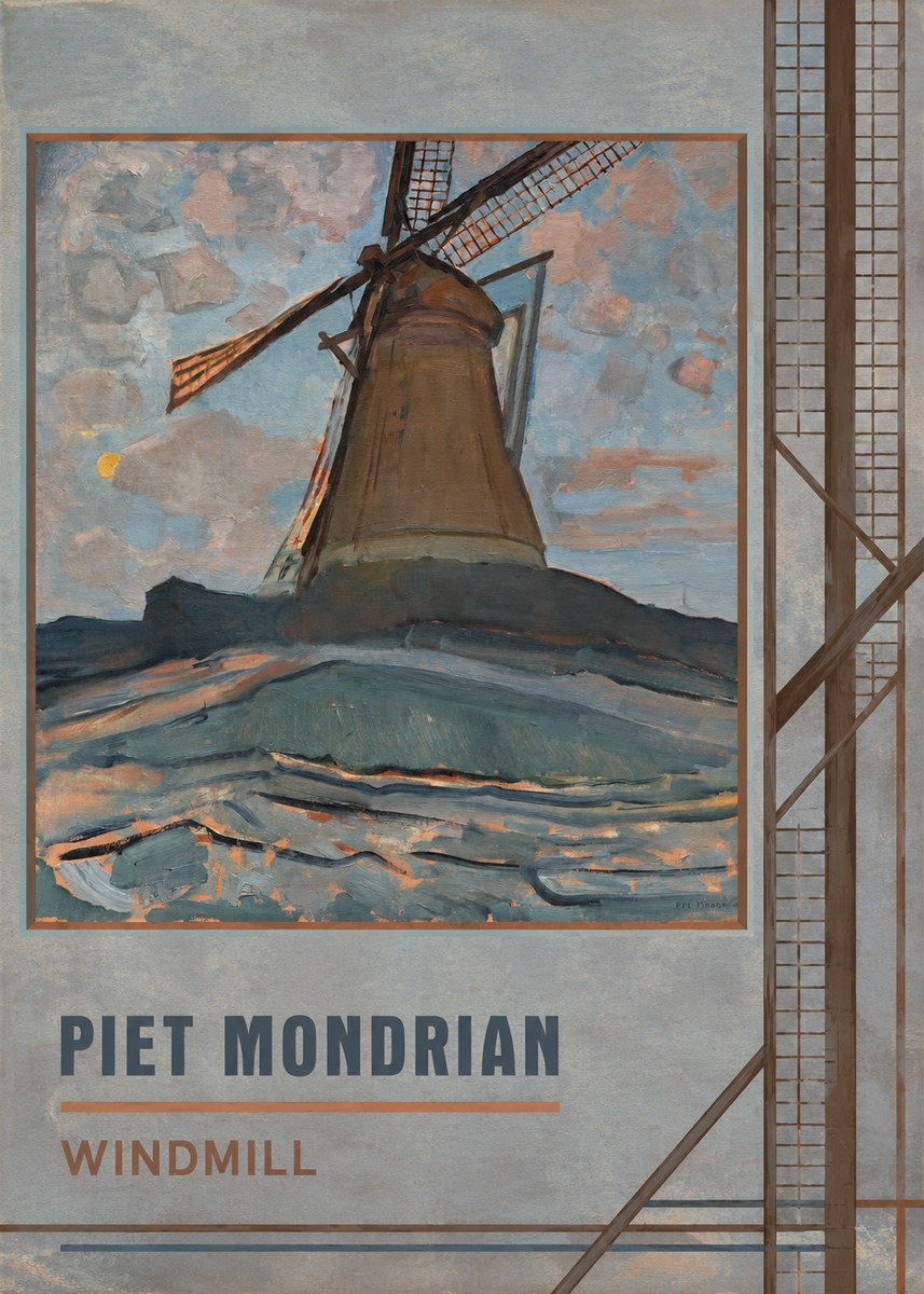 Piet Mondrian Windmill No5 - Affiche