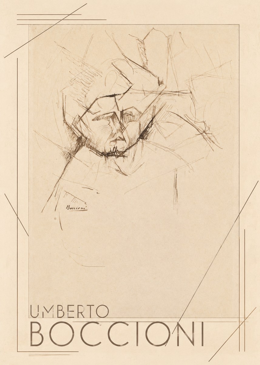 Umberto Boccioni Head Study No1 - Affiche