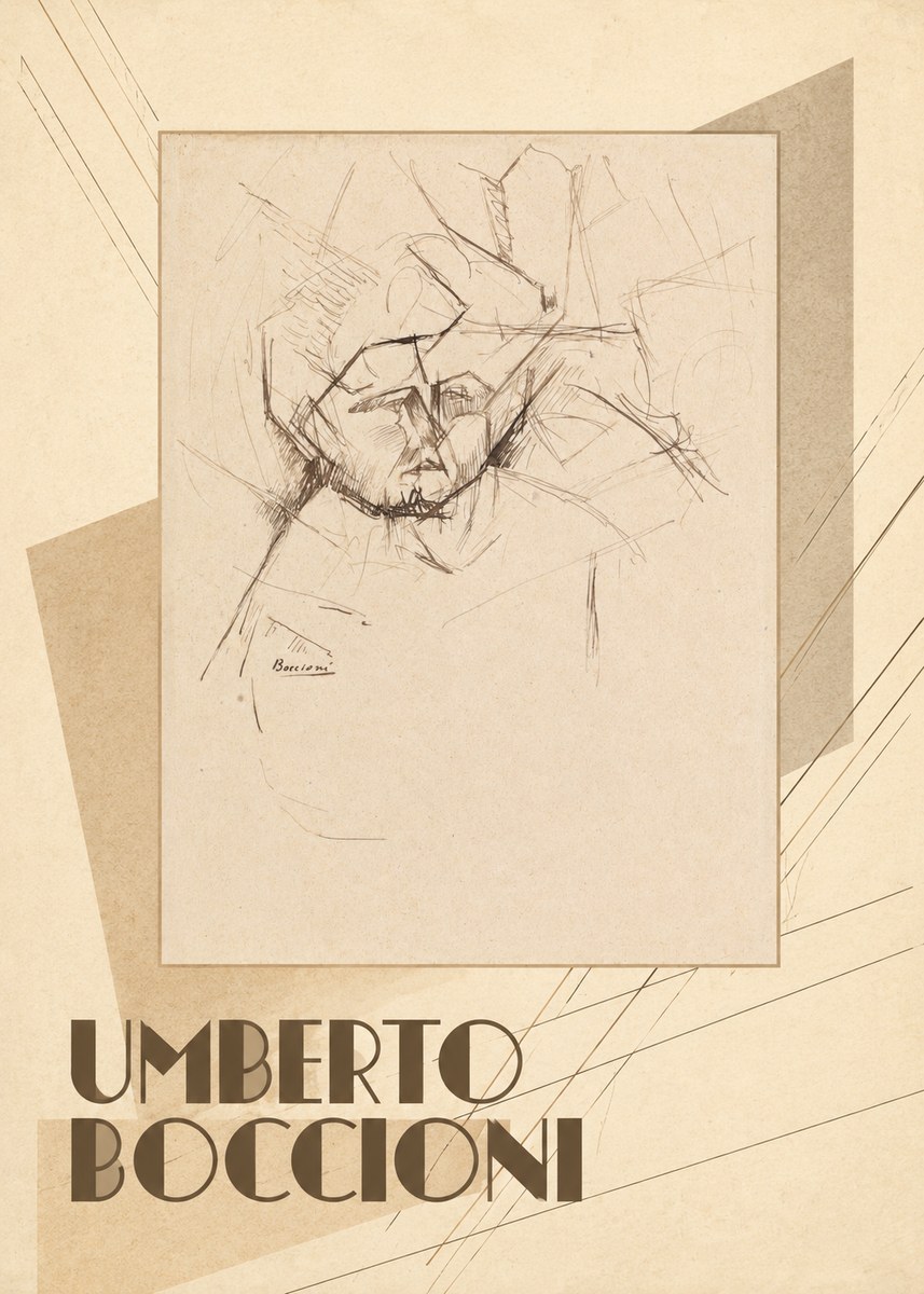 Umberto Boccioni Head Study No3 - Affiche