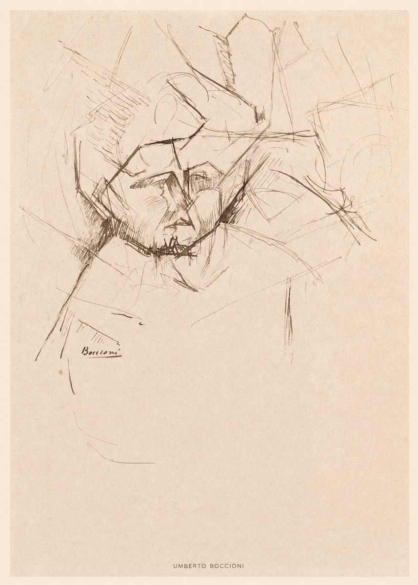 Umberto Boccioni Head Study No6 - Affiche