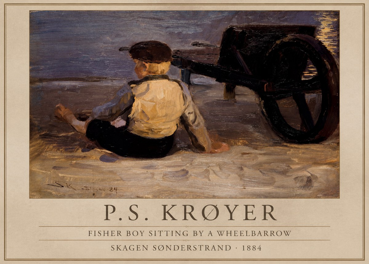 P.S. Krøyer Fisher Boy Sitting by a Wheelbarrow No1 - Affiche