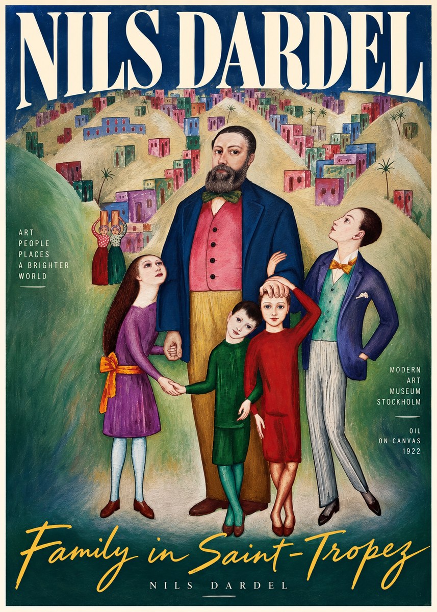 Nils Dardel Family in Saint-tropez No4 - Affiche
