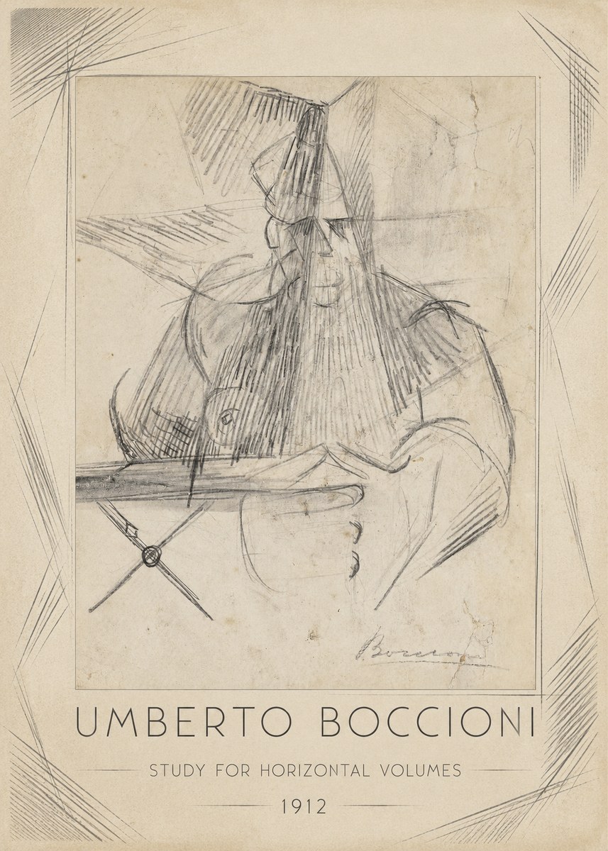 Umberto Boccioni Study for Horizontal Volumes No1 - Affiche