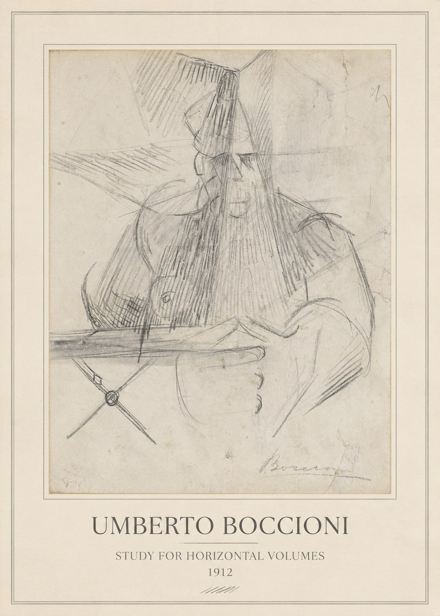 Umberto Boccioni Study for Horizontal Volumes No3 - Affiche