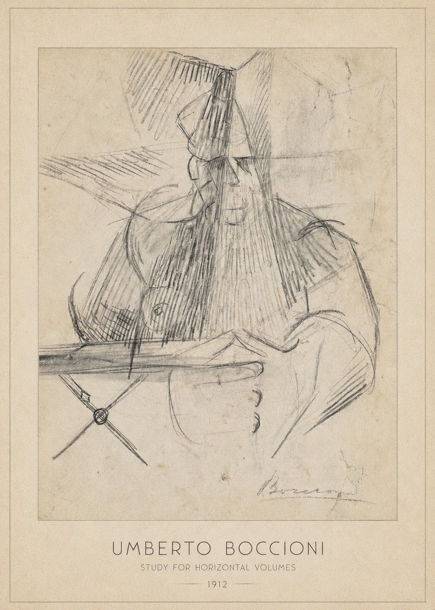 Umberto Boccioni Study for Horizontal Volumes No6 - Affiche
