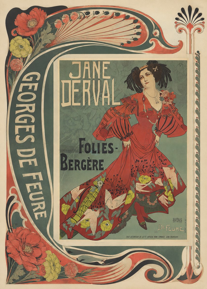 Georges de Feure Jane Derval - Folies-bergère III No2 - Affiche