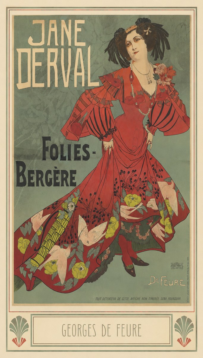 Georges de Feure Jane Derval - Folies-bergère III No3 - Affiche