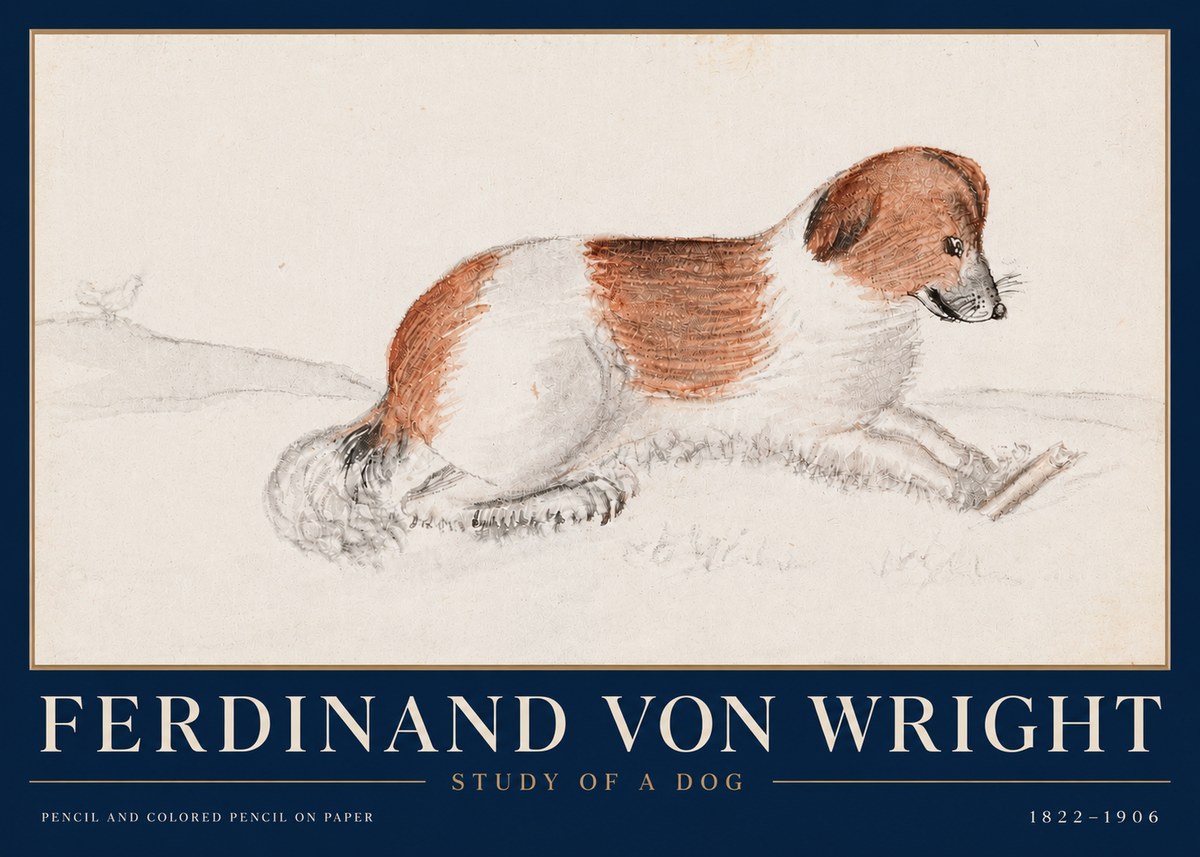 Ferdinand von Wright Study of a Dog No4 - Affiche