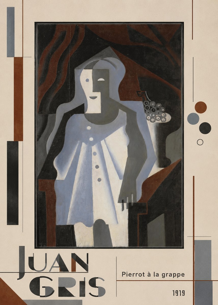 Juan Gris Pierrot À La Grappe No3 - Affiche